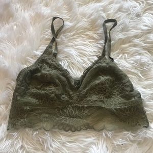 Victoria’s Secret pink olive green lace bralette